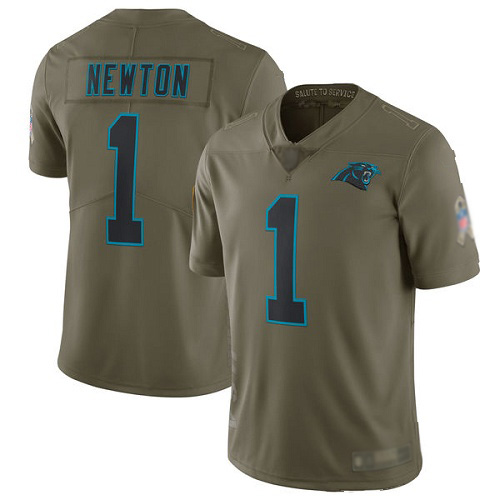 Carolina Panthers Limited Olive Youth Cam Newton Jersey NFL Football #1 2017 Salute to Service->women nfl jersey->Women Jersey